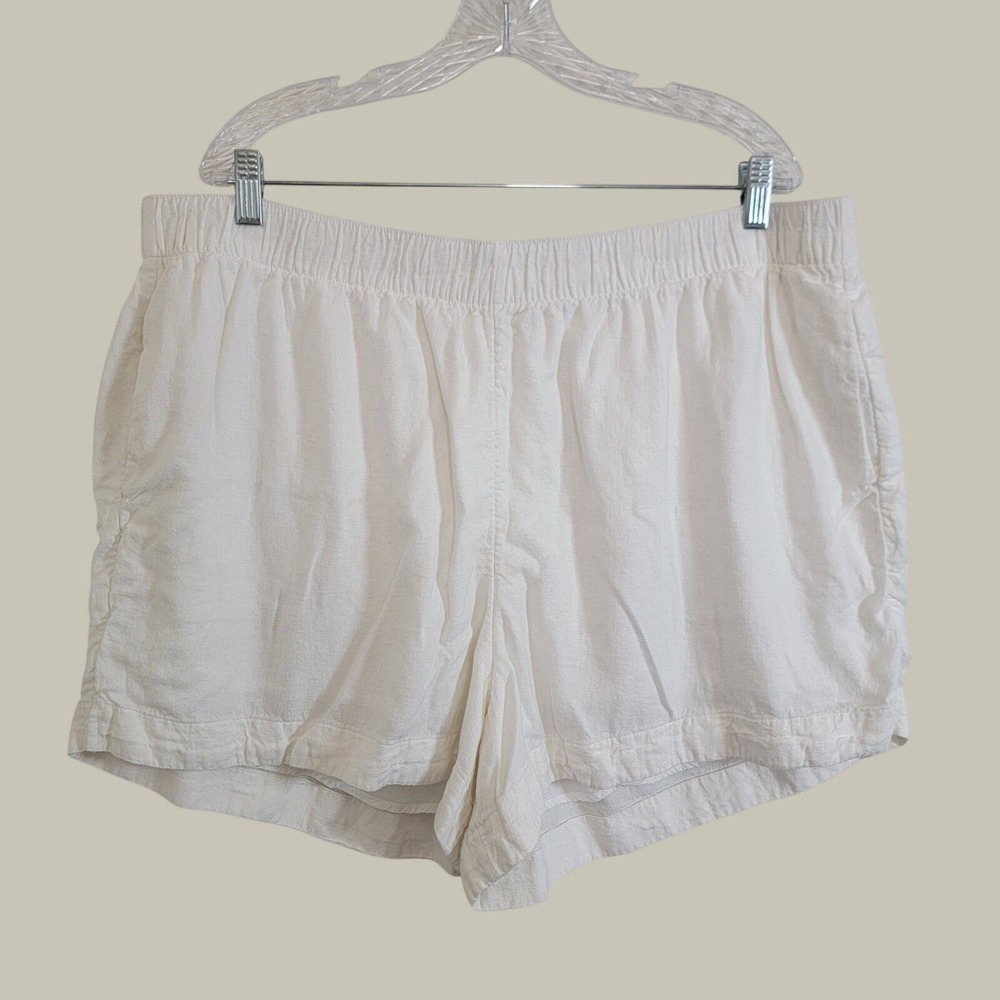 Abercrombie & Fitch White Linen Blend Pull On Shorts‎ Womens XXL Relaxed Summer